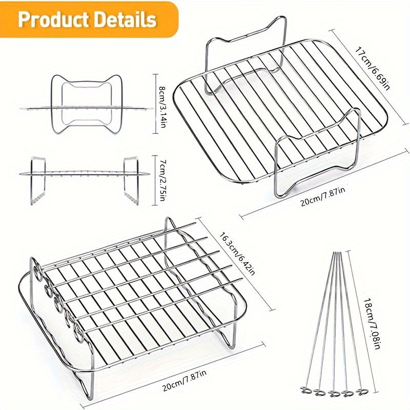 The Air Fryer Accessories Single Layer Rack is a 5-Pin Grill Rack made of 304 Stainless Steel. This Double Layer Ninja Foodi Dual Air Fryer also includes a FlexDrawer Air Fryer AF500UK and a Large Air Fryer Oven Stand with a Dehydrator option.