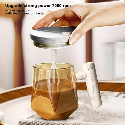 Portable 400ML Electric Self-Stirring Glass Coffee Mug, Ideal for Travel and Everyday Use. Semi-Automatic, Dry Battery Powered (AAA, 2 Batteries Not Included). Perfect for Dining, Gyms, Parks, and School.