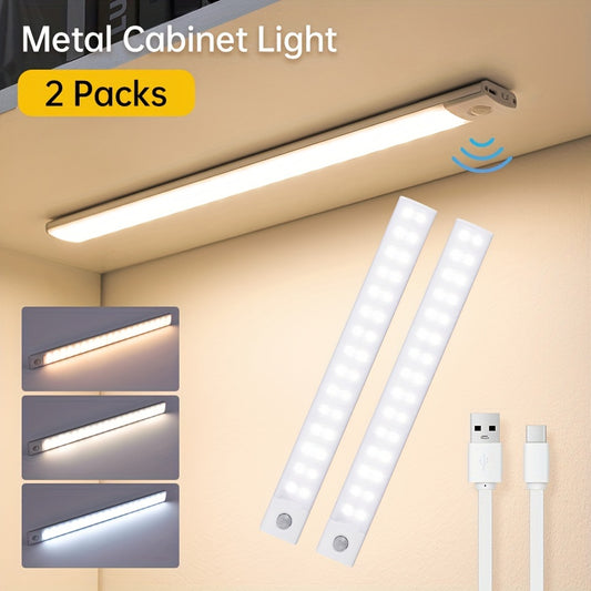 Motion-Activated LED Cabinet Light with USB Rechargeable, Metal Construction and Infrared Sensor for Easy Installation in Any Room.