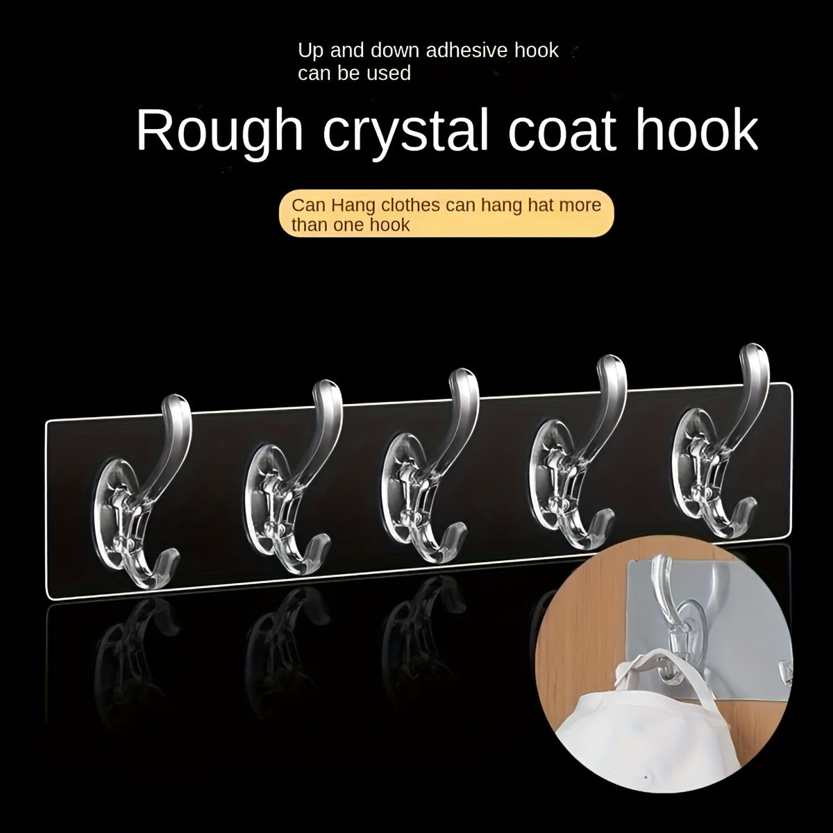 Contemporary transparent waterproof adhesive hooks that require no drilling for easy wall mounting. Ideal for storing clothes, hats, towels, and accessories in the bathroom, wardrobe, or bedroom.