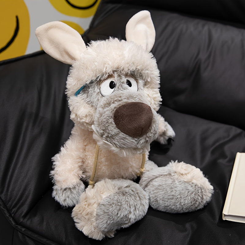 Plush wolf in sheep's clothing toy inspired by cartoons, ideal gift for toddlers.