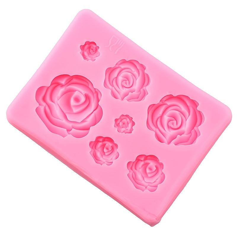 Silicone mold for one rose flower, perfect for DIY wedding cupcakes, cakes, chocolates, gummies, and candy resin.