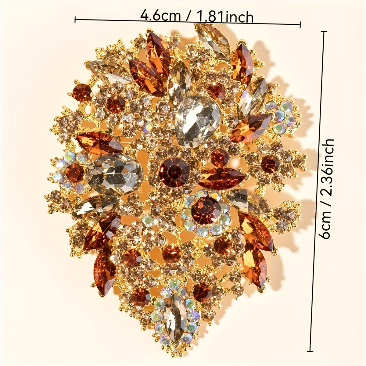 Trsince Brand offers an elegant and luxurious rhinestone brooch pin featuring an irregular shape and gold plated sparkly gemstones, perfect for any woman looking for a unique and stylish accessory.