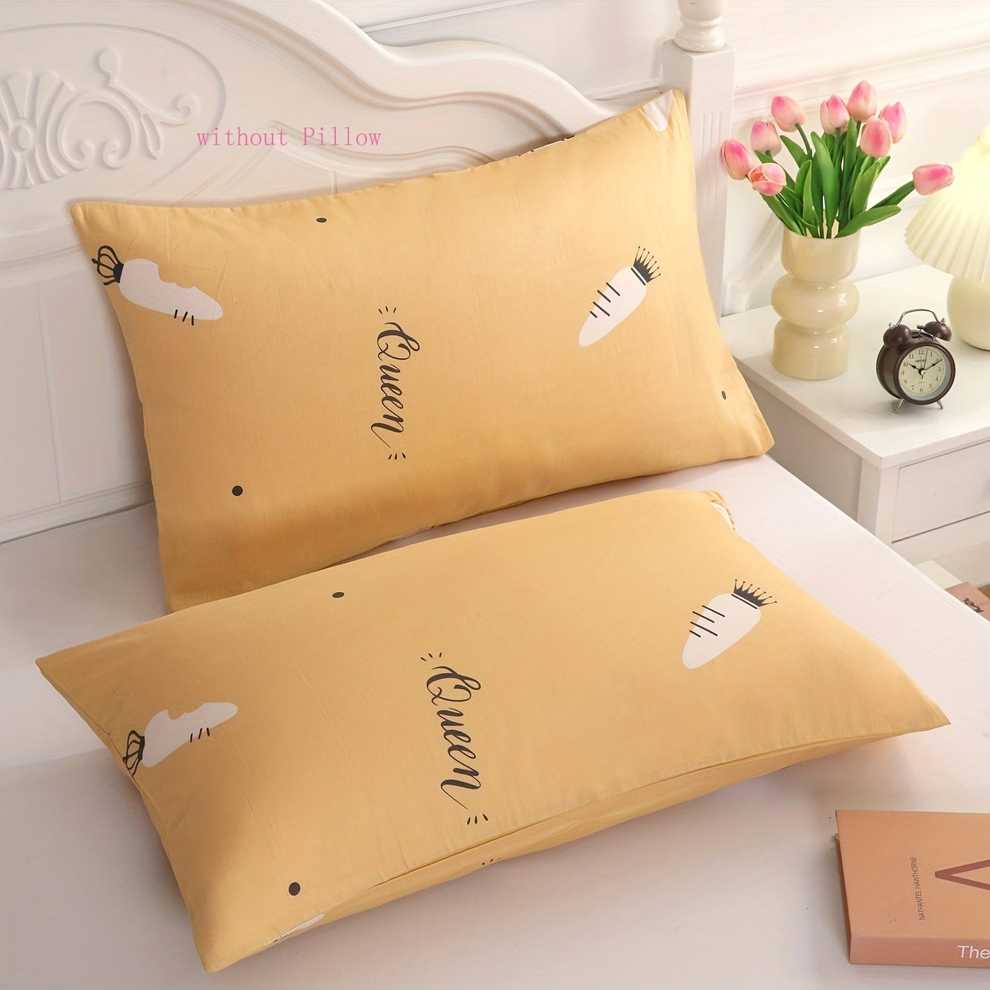 Set of 2 Soft 100% Cotton Pillowcases featuring Cute Cartoon & Nature-Inspired Designs - Breathable, High-Quality Envelope Pillow Covers for Bedroom and Sofa Decor, Easy to Clean in Washing Machine (Pillow Inserts Sold Separately), Perfect for Couch