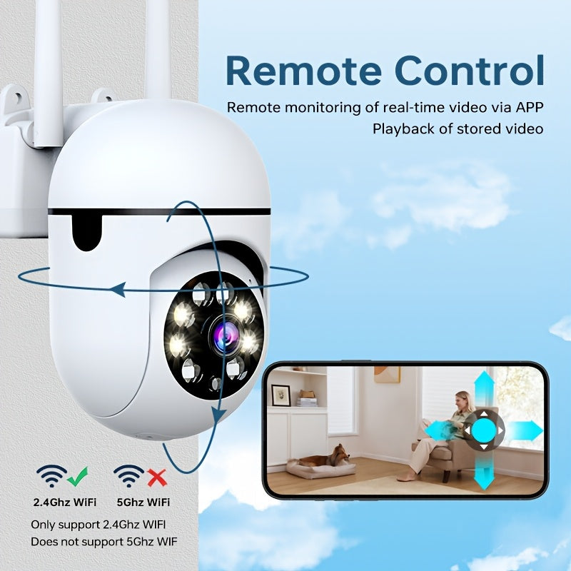 Indoor Wireless PTZ Camera with 2.4G WiFi, Cloud & SD Storage, Night Vision, AI Motion Detection, 2-Way Audio, Mini Wall Mount - Ideal for Smart Home Security, PTZ Camera