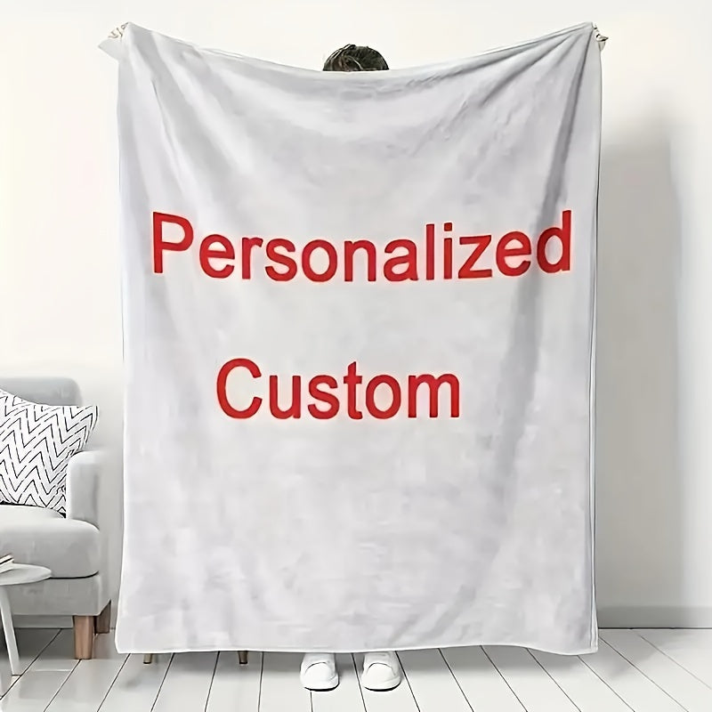 Customize your very own polyester throw blanket with a soft and warm flannel texture. Hypoallergenic and suitable for all seasons, this machine washable blanket is perfect for giving as a gift to idols or family members. The rectangular design can be