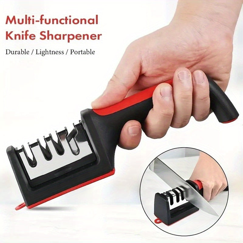 Professional Diamond/Ceramic Rod Sharpener with 4 Functions: Quick Restoration of Knife Sharpness, Safe Design, 4-Stage Sharpening Stone for Kitchen Utensils, No Electricity Required. Made of Long-lasting Plastic Material.