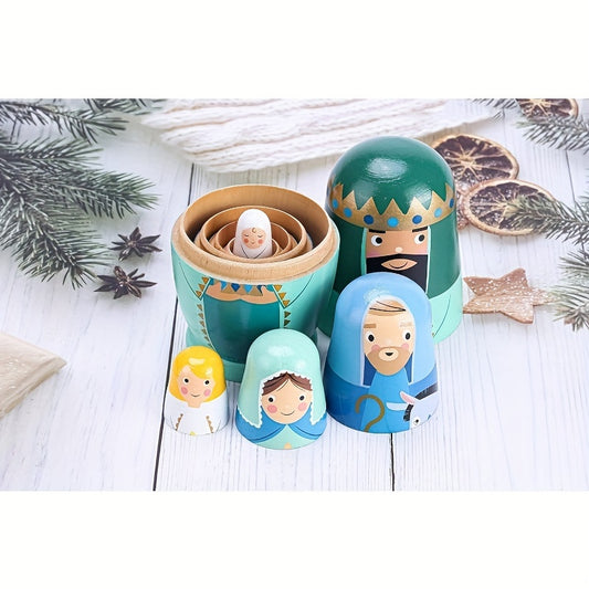 Handmade nesting doll set for kids, great for gifts and home decor. Ideal for Christmas, birthdays, and parties.