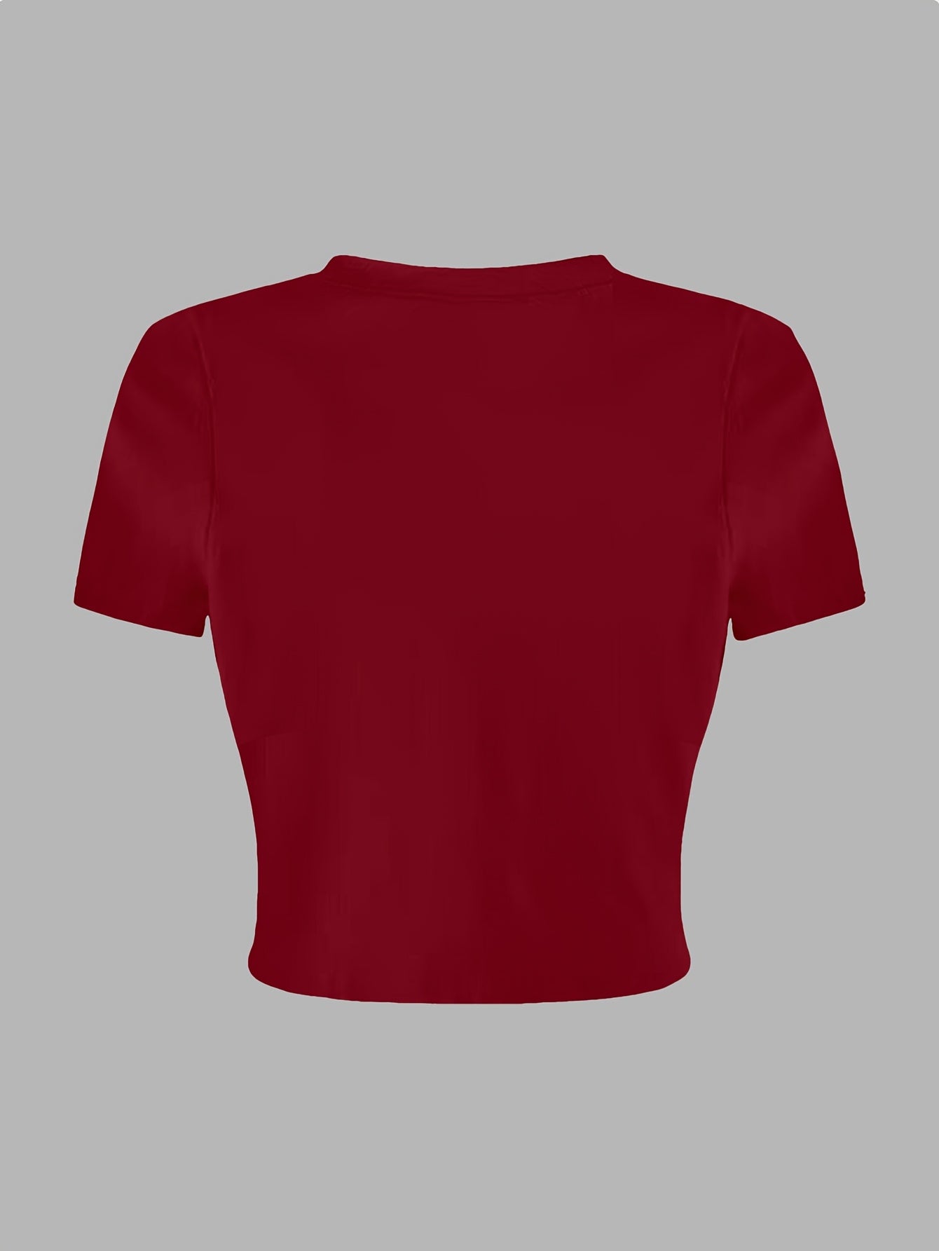 Elegant short sleeve t-shirt made of polyester and spandex blend, crew neck, short length, perfect for spring/summer.