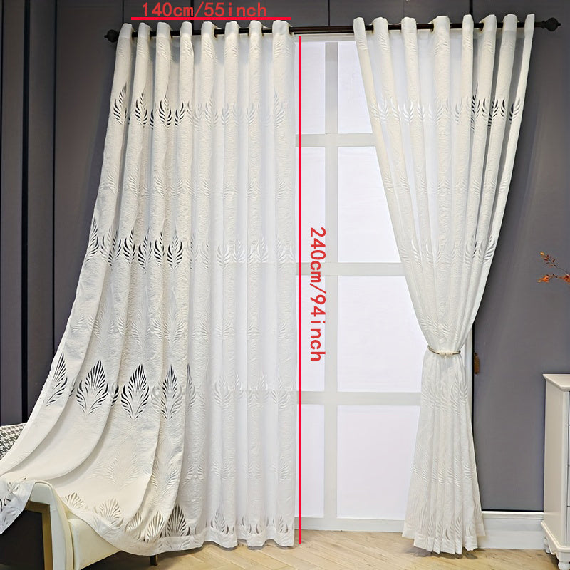 Vintage elegance meets modern style with this 1-piece sheer curtain in white. Featuring a delicate feather leaf jacquard design, this semi-transparent curtain is made from high-quality polyester and has a grommet top for easy hanging. Perfect for adding