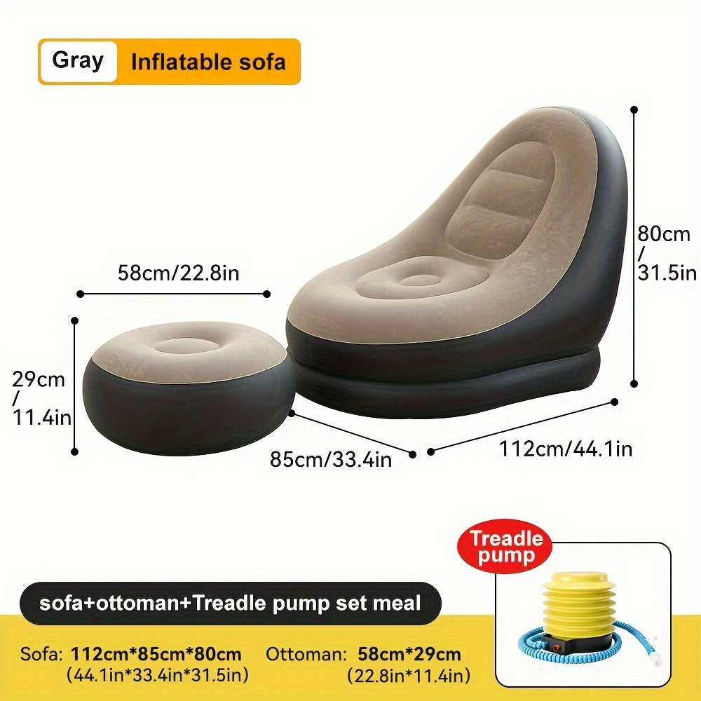 Lazy Sofa with Footrest: Portable Outdoor Lounge Chair.