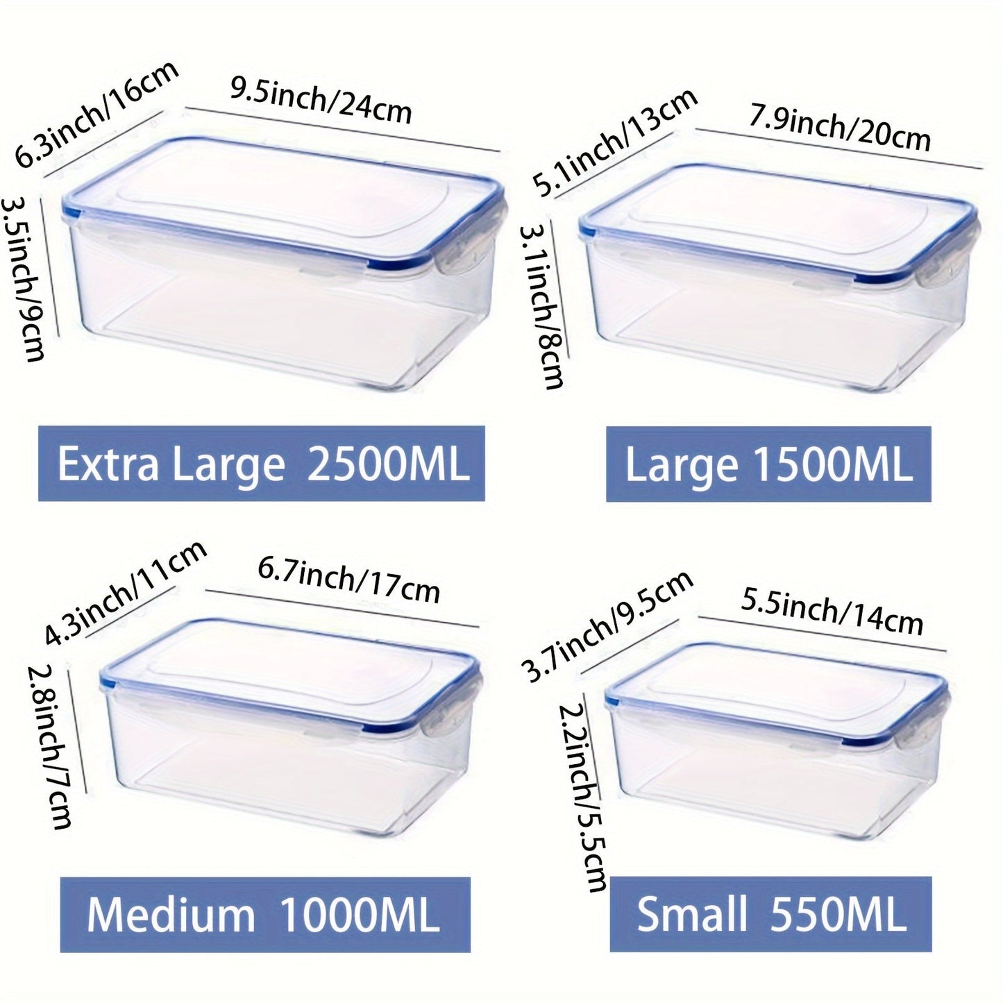 Transparent plastic food storage box with moisture-proof and airtight seal, ideal for storing grains and other foods in the kitchen refrigerator. This large container is microwave safe and thickened for durability, making it a must-have accessory for