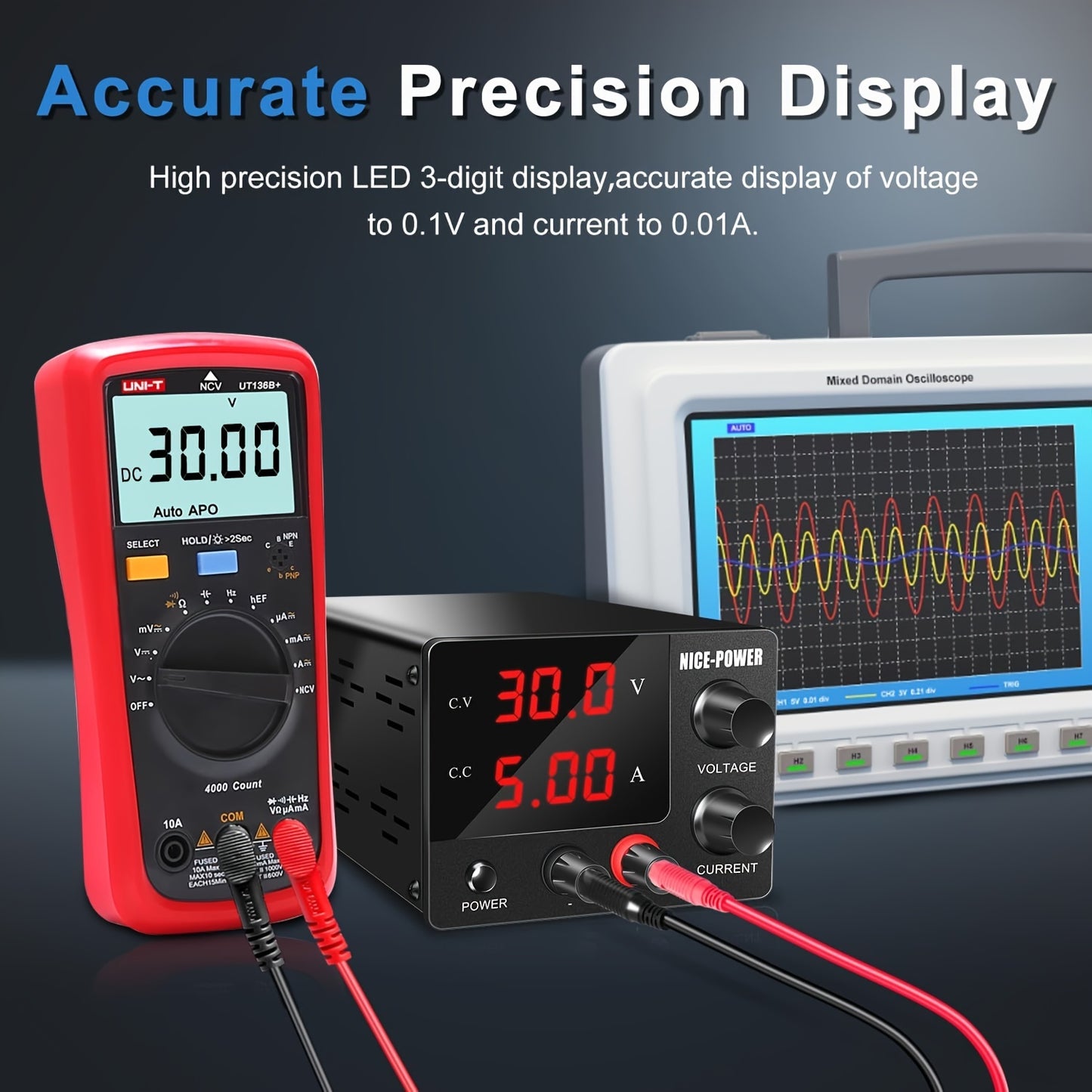 NICE POWER SPS-E305 Lab DC Power Supply: 30V, 5A, Adjustable Voltage and Current, LED Display, Weatherproof, Cold Resistant, European Standard Plug, No Assembly Required, Digital Display