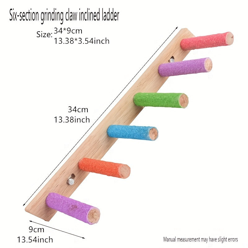 Parrot claw grinding perch ladder made from natural cork wood for cage climbing toy.