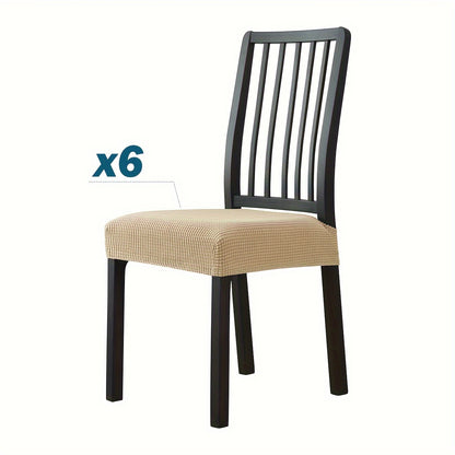 Stretchable dining chair covers made from a blend of elastic spandex and polyester, machine washable with contemporary design. Fits most chairs (42/66cm width) for chair protection. Ideal for modern home decor.