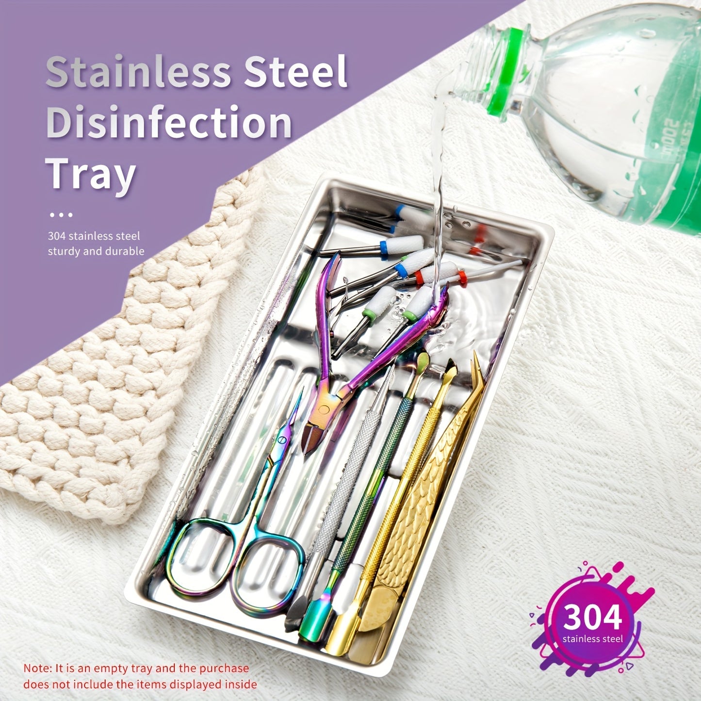 High-quality stainless steel tray for sterilizing nail tools in salons and at home, with a design for effective sanitization.