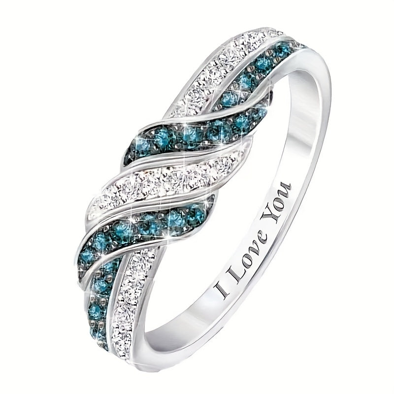 1 elegant twisted design S925 Women's ring, with cubic Zirconia, suitable for weddings, engagements, anniversaries, and parties.