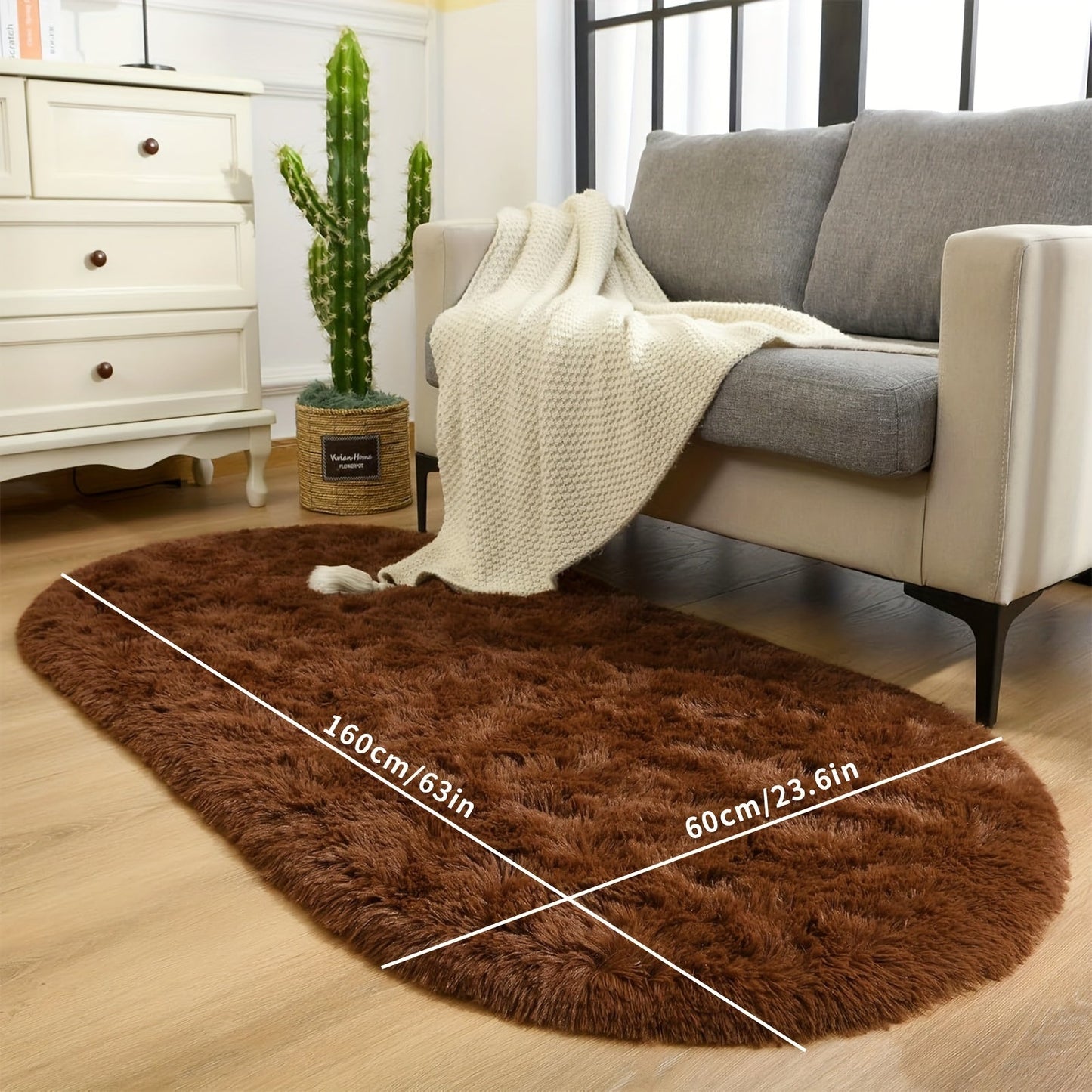 Soft and fluffy shag area rug suitable for living room or bedroom, non-slip and machine washable for convenient maintenance. Elevate your home decor with this luxurious floor carpet.