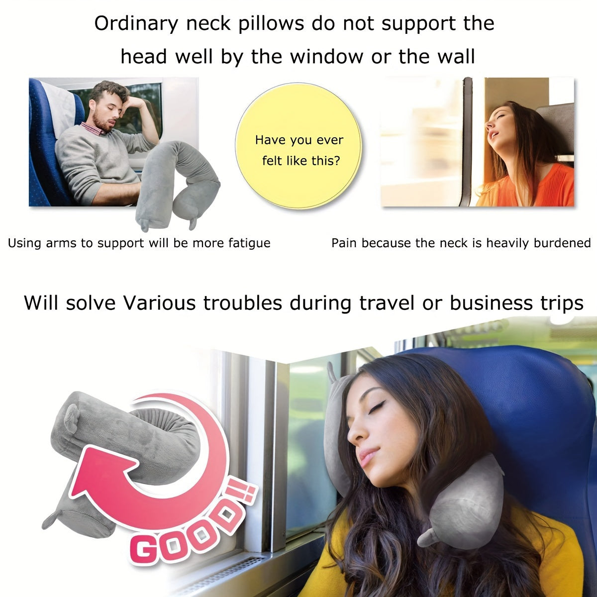 Lightweight Twistable U-Shaped Memory Foam Neck Pillow with Integrated Support System - Soft Polyester Travel Pillow for Pregnancy and Postpartum Relief