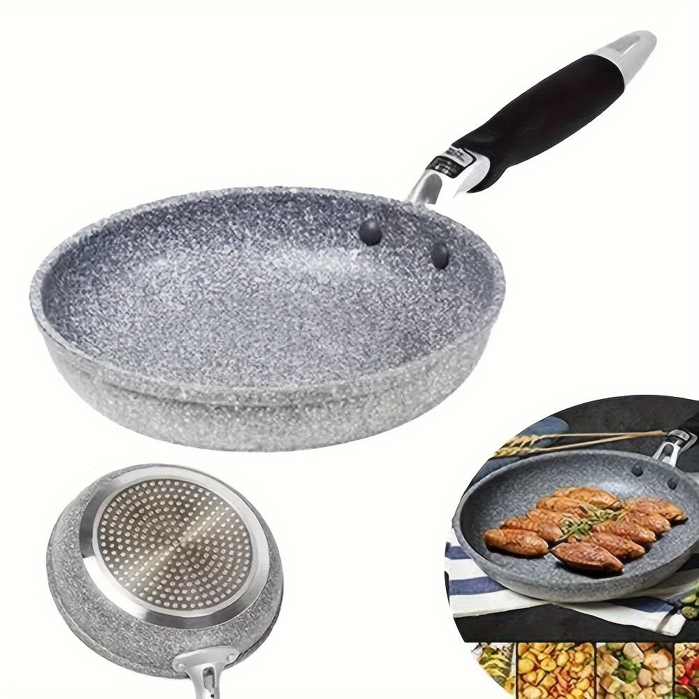 Durable 20cm Non-Stick Aluminum Frying Pan with Maifan Stone Coating - Suitable for Gas, Induction & Electric Stoves, Easy to Clean and Versatile