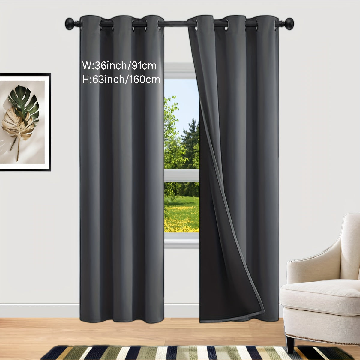 2 Sets of Bedroom Curtains with Coated Insulation and Simple Grommet Design for 100% Blackout