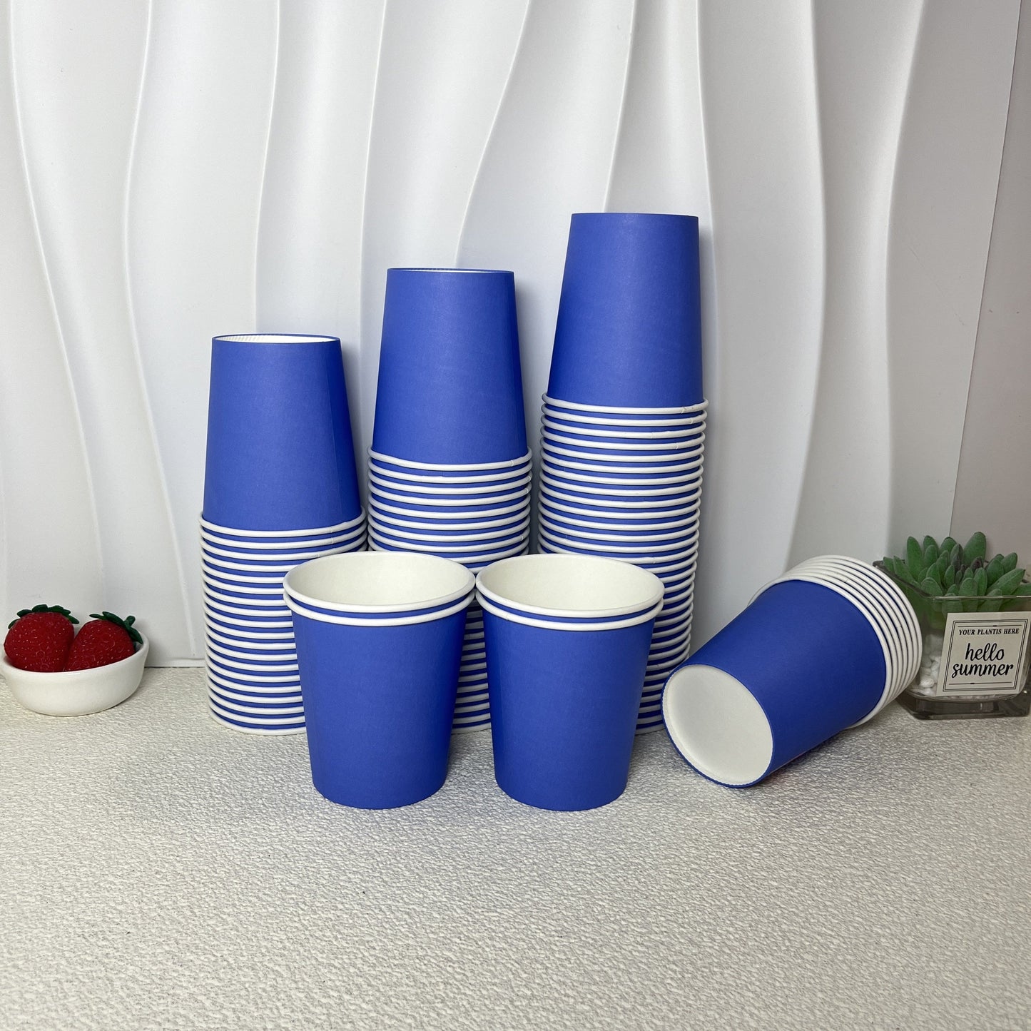 High-Quality Dark Blue Disposable Paper Cups - 7oz Size: Perfect for Coffee, Tea, Parties & Picnics - Thick Material for Anti-Scald Protection with Food Grade Approval