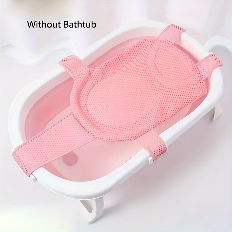 The MAYAPHILOS Baby Bath Support Seat Pad offers a comfortable and secure bathing experience for infants and toddlers. Made with a soft anti-slip material and includes a pillow for added comfort, this adjustable polyester fiber bathtub net is suitable