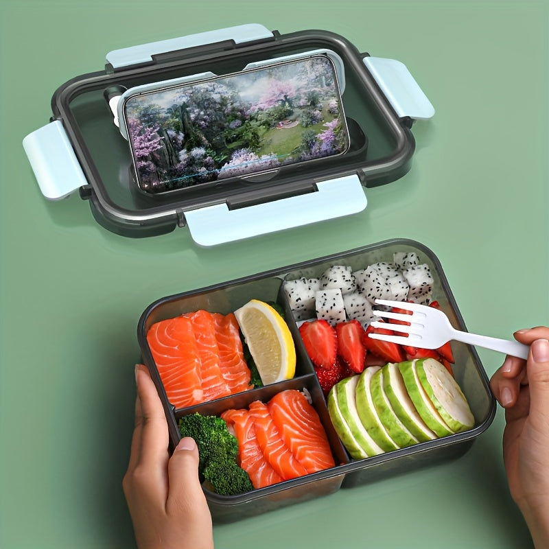 Large Capacity Leak-Proof Lunch Box with Spoon - Double-Layered Design, Ideal for Work or School, Microwave Safe