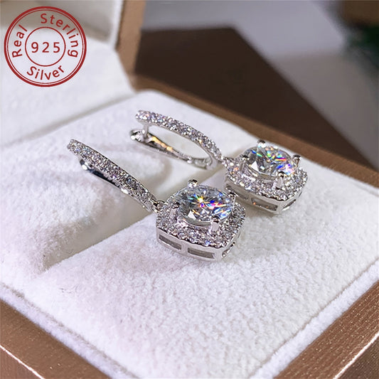 18k Oltin Qoplangan Moissanite Buzilgan Sterling Kumush Tushirish Sirg'alar - Ayollar uchun Nafis Zargarlik, To'y, Kechki Partiya yoki Sovg'a sifatida mukammal