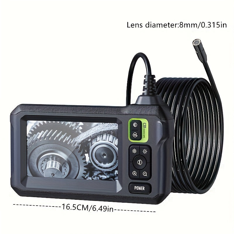 Inskam 4.3" Industrial Endoscope with IPS LCD Screen, 8mm Single Lens, and USB Rechargeable Battery for Auto Repair & Plumbing.