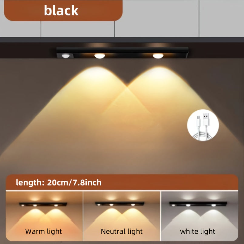 Wireless LED motion sensor lights for use in various spaces, no wiring needed.