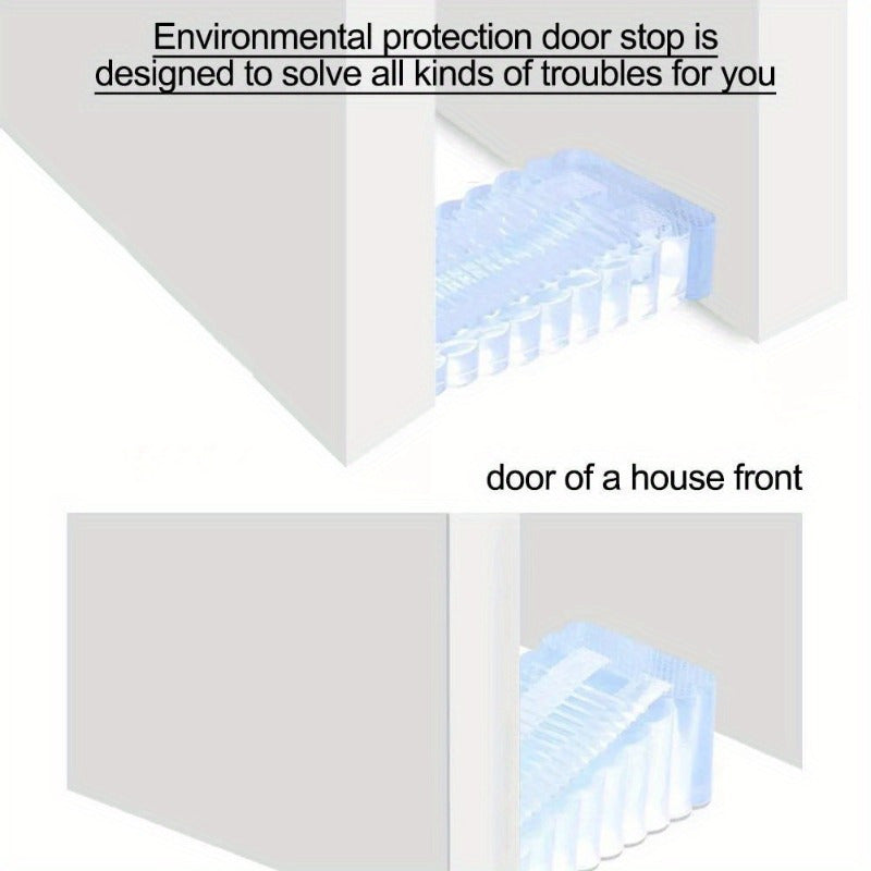 Transparent silicone doorstop, non-slip rubber wedge for home and office use. Durable and anti-collision. Perfect for protecting doors and walls.