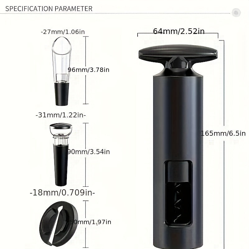 4-piece wine opener set with stopper, pourer, and foil cutter, great for parties and holidays.