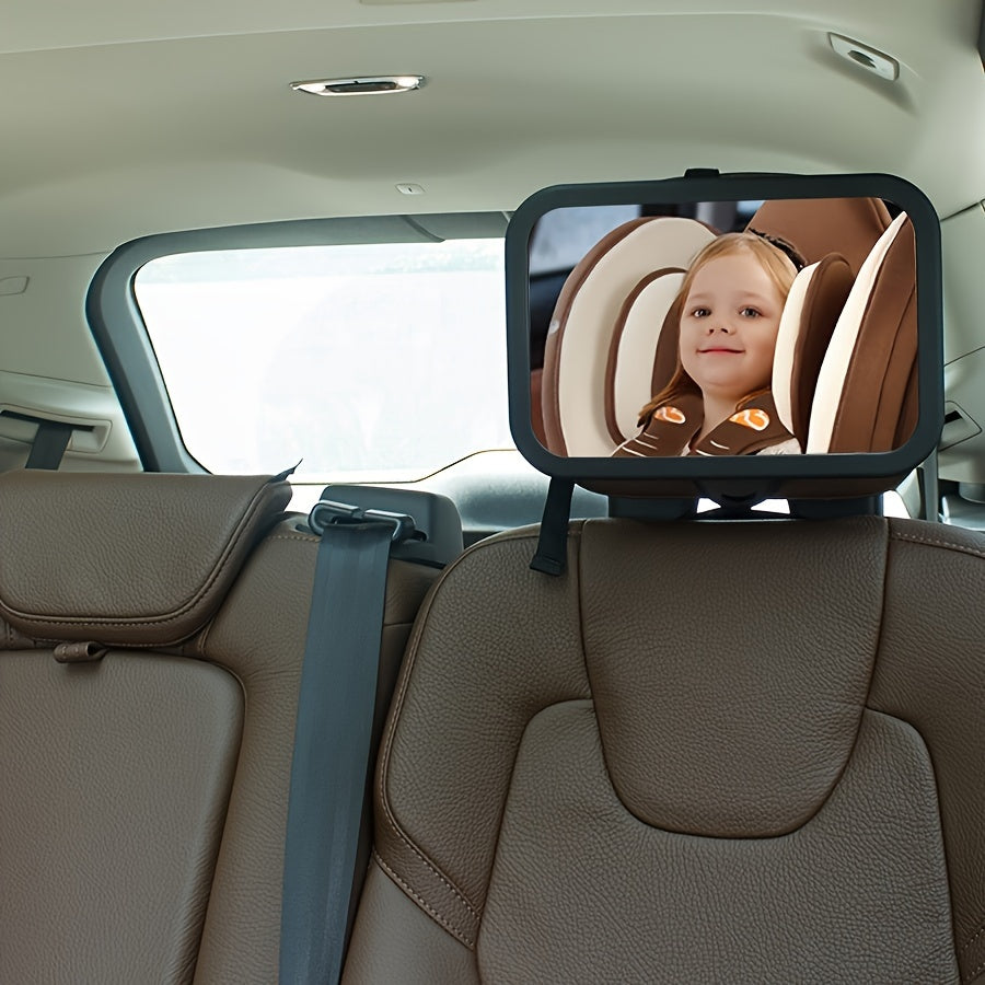 Durable Safety Car Mirror with 360-Degree Rotation, Wide Rear Facing View, and Crystal Clear Reflection