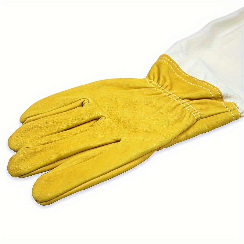 Future Beekeeping Gloves: Leather with Canvas Sleeve, Manual Operation, No Battery Needed.