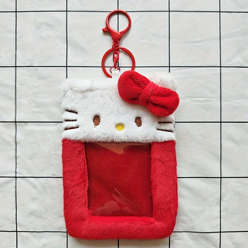 [Customer Favorite] Adorable SANRIO Plush Keychain Holder - Made with Long-Lasting Faux Fur, Cartoon-Inspired Clip-On for Safeguarding Commuter Passes, Perfect for Collectors and Anime Fans