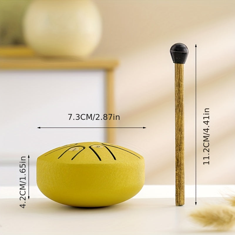 7.62cm 6-note Mini Ethereal Drum for Meditation, Percussion, Instruments, Music, Yoga, and Education, available in Black, Green, Purple, Navy, and Golden colors.