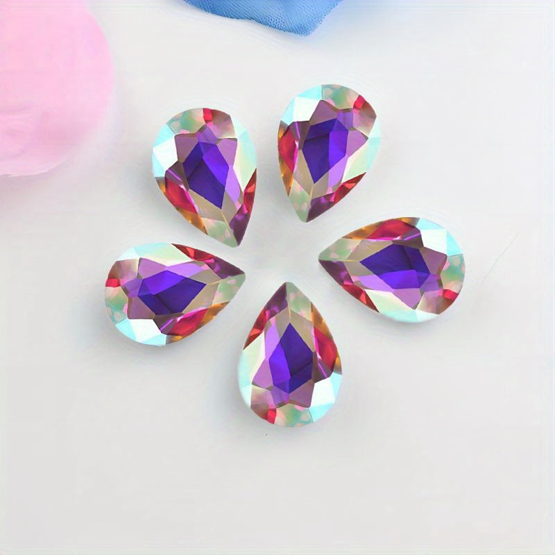 Set of 30 Vibrant Teardrop Rhinestones, Perfect for Adding a Pop of Color to Your DIY Necklace, Bracelet, or Keychain Creations