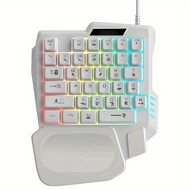 Mobile gaming keyboard and mouse combo with RGB lighting, connectivity, and mechanical feel for PUBG Mobile and other mobile games.