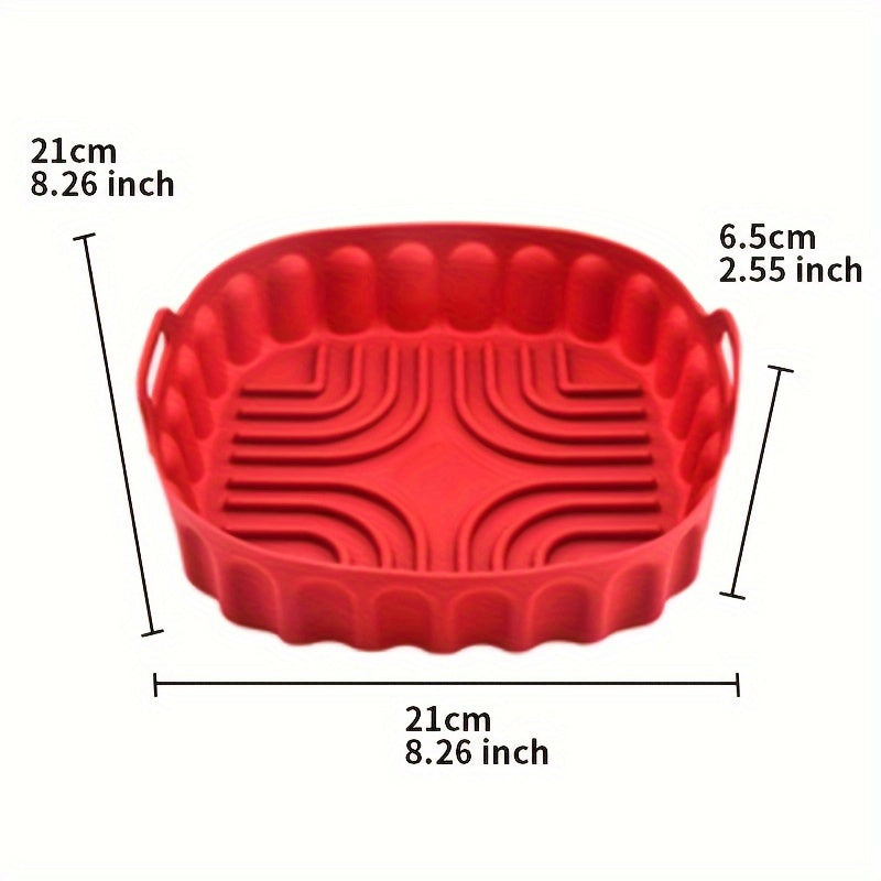 Set of Silicone Air Fryer Trays with Handles - Includes Large and Small Rectangular Trays for Deep Frying