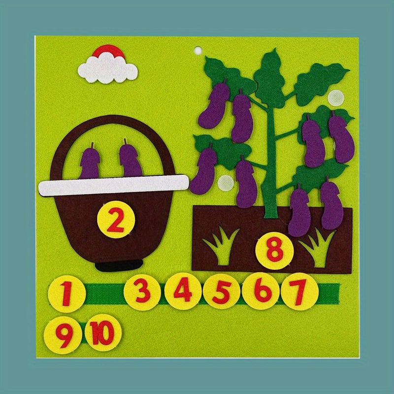 Toys made of felt and non-woven fabric that provide education through play, teaching aids for learning numbers and mathematics using vegetables.