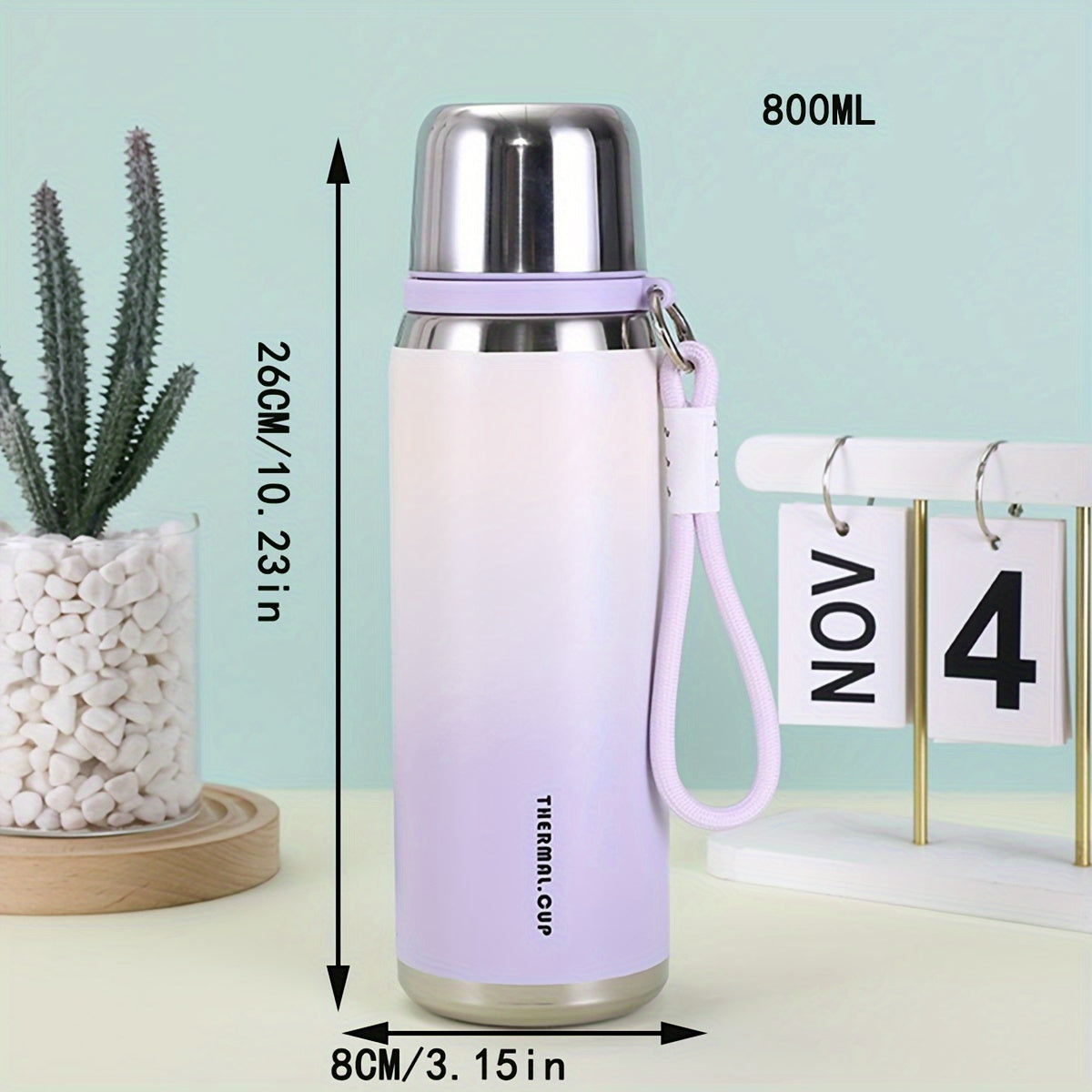 Trendy Gradient Stainless Steel Water Bottle - 600ml/800ml, Insulated and Durable with Lid - Ideal for Any Time of Year