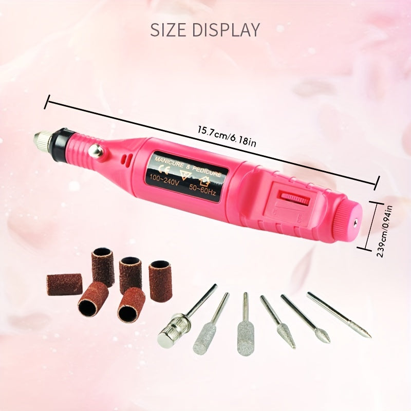 USB-Powered Nail Drill Kit for Professional Use with Hypoallergenic Bits and Accessories for Manicure, Pedicure, and Foot Care.