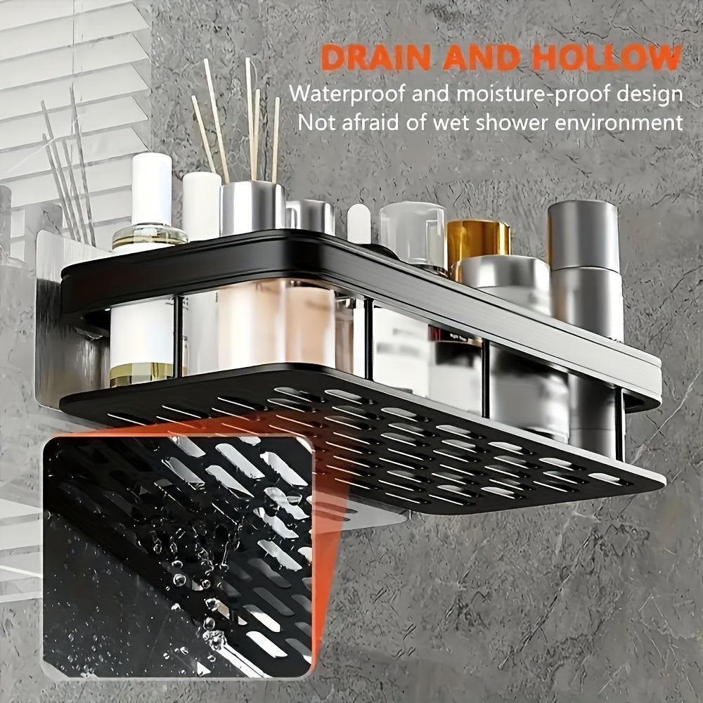 1Pc High Capacity Wall Rack for Bathroom & Kitchen - Space-saving, No Drill, Easy-to-install Storage Solution