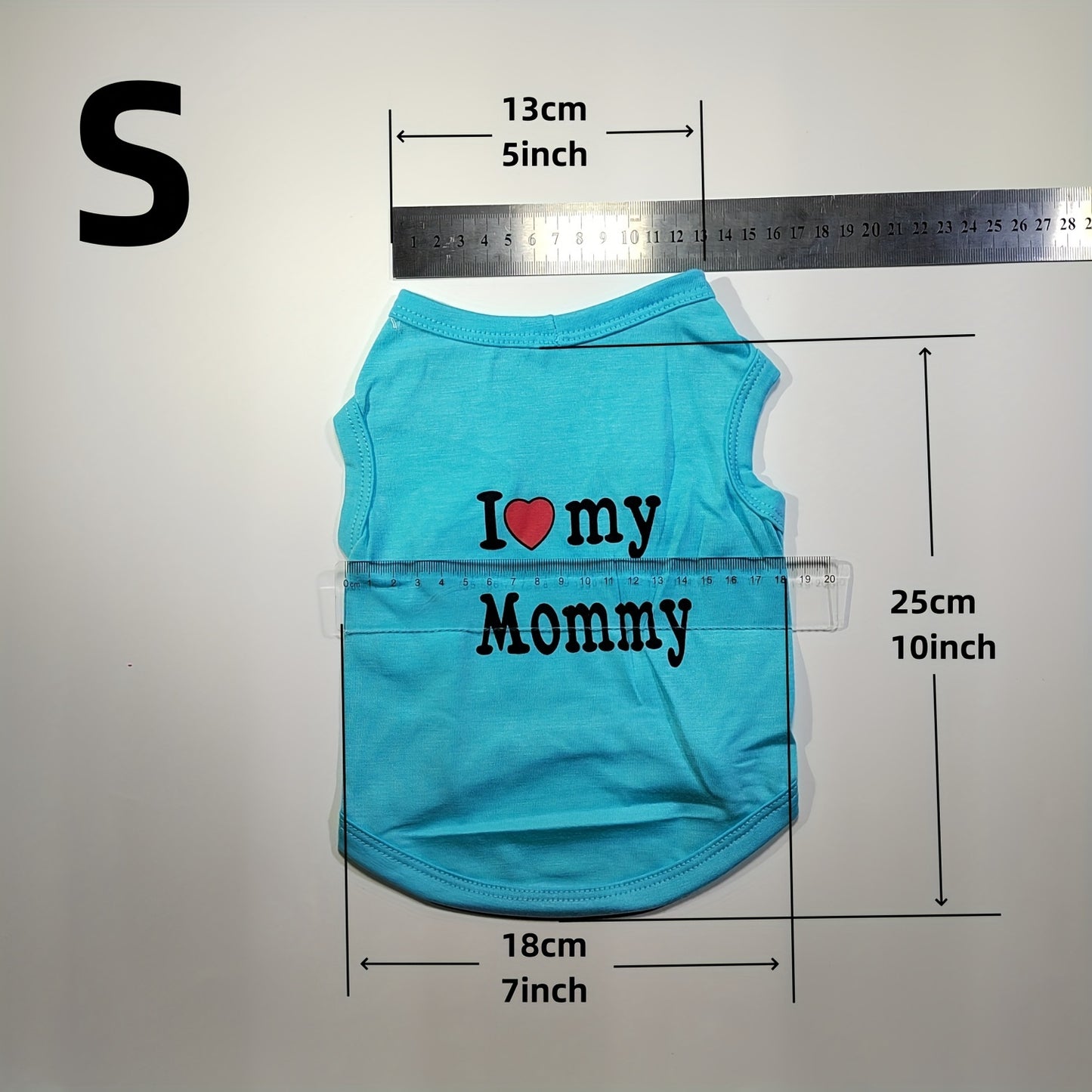 Cute 'I Love My Daddy/Mommy' graphic pet vest for summer parties, suitable for dogs and cats.