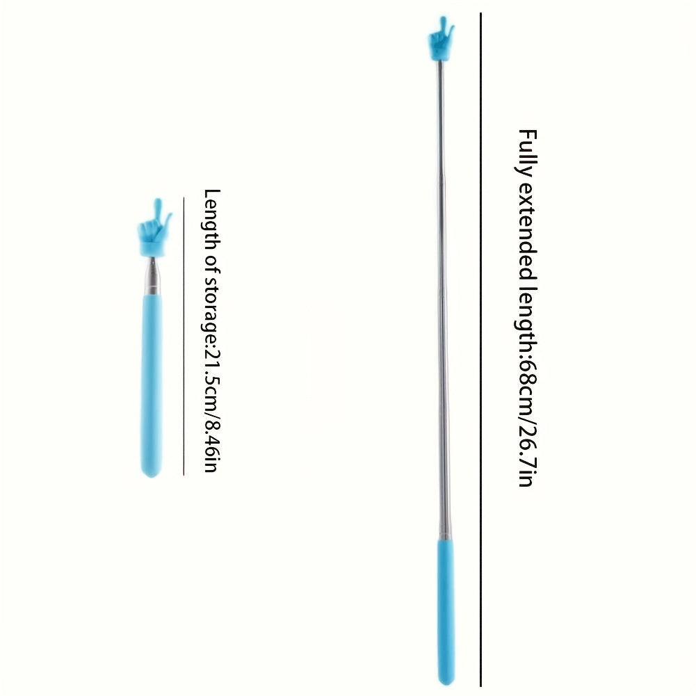 Telescopic Teacher Pointer with retractable stainless steel finger design for educators.