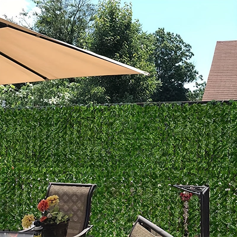 Durable plastic vine fencing with sweet potato leaf design provides UV protection and privacy for outdoor spaces. Easy to install faux greenery screen for gardens and balconies.