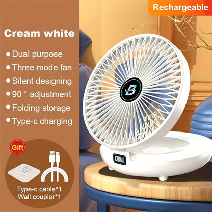 This professional version of the Portable Foldable Fan features a rechargeable battery for wall mounting and air circulation in RVs, outdoor camping, picnics, offices, and travel. It offers 6 hours of battery life for added convenience.