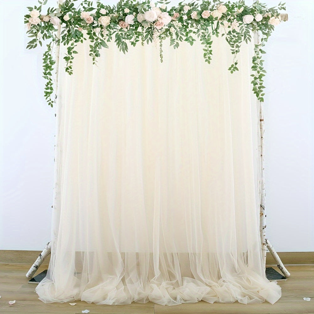 White Tulle Backdrop Curtain - Perfect for Parties, Weddings, and Home Decor - Size: 150*215cm