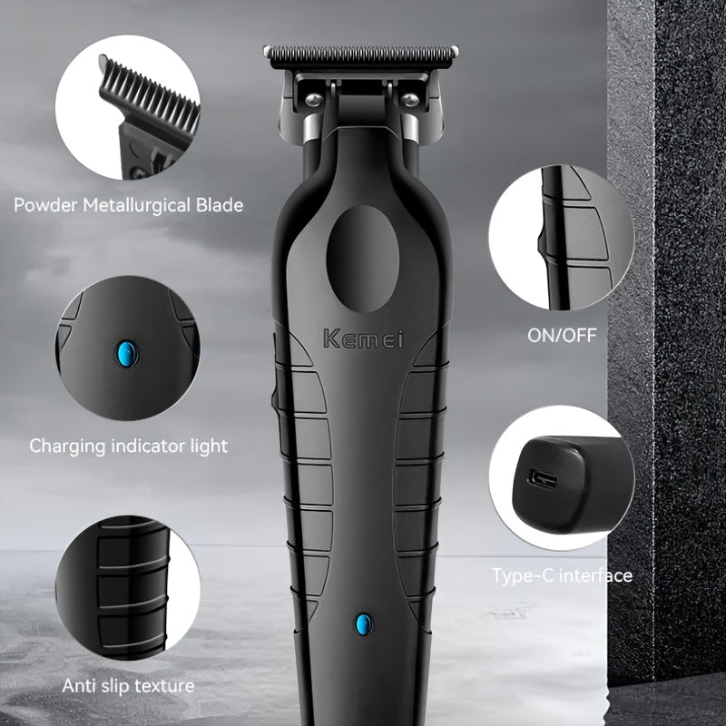 Electric clipper for haircuts with USB charging, oil head carving design, and ideal for hair salons.